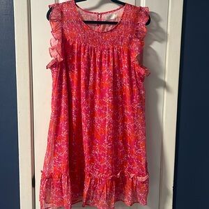 Hot Pink Ditsy Floral Dress